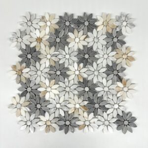 Mosaic 8113 Lily snowwhite and blue gold polishe 12x12